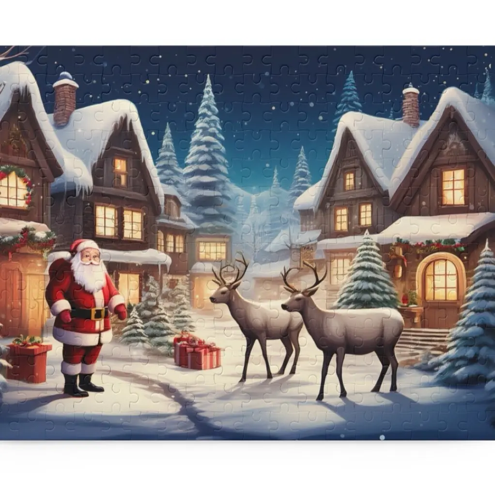 Christmas Puzzle - Santa & Reindeer Scene, 120/252/500-Piece, Winter Decor, Gift for Kids & Adults