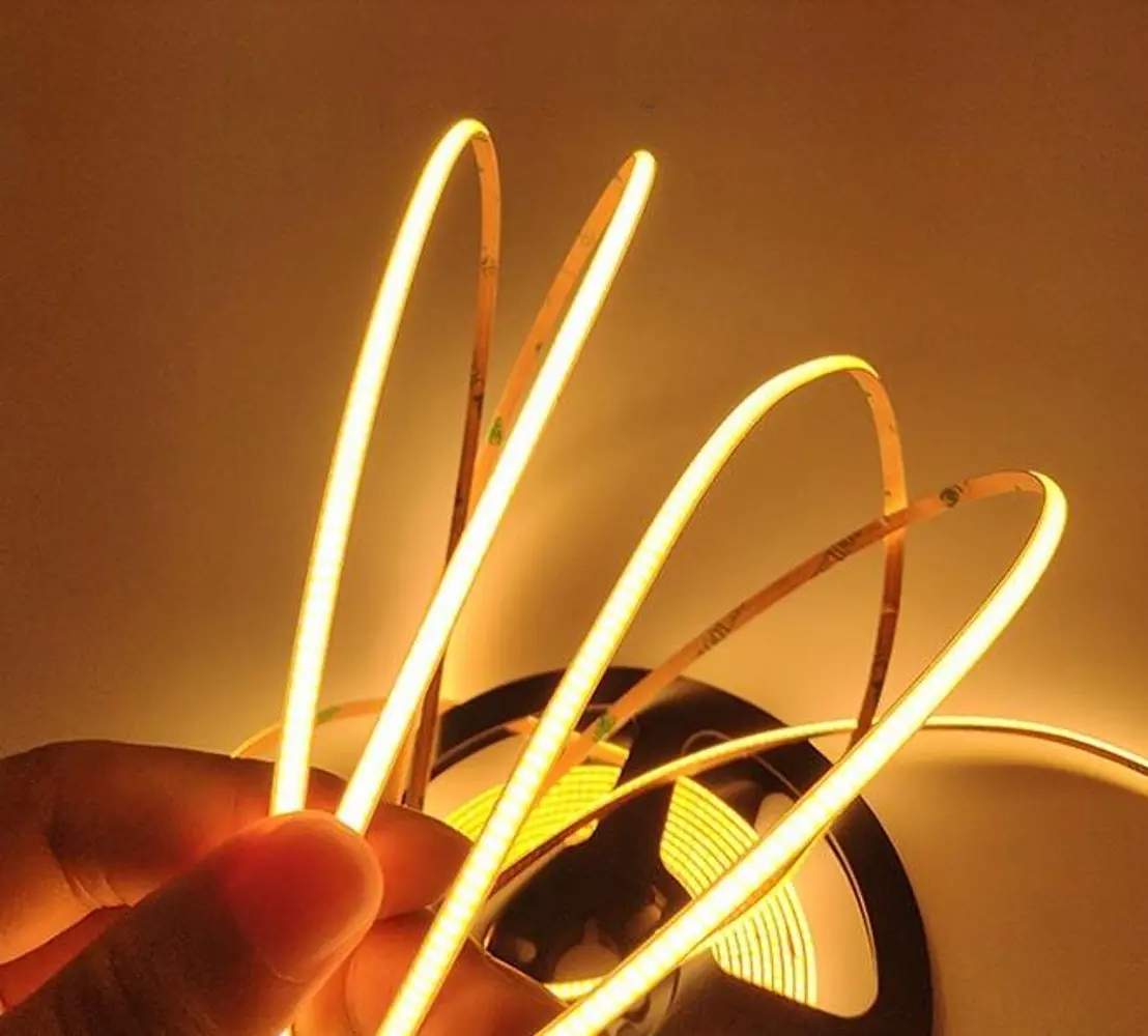 12V COB LED Strip Lights, Slim 4mm High CRI Dimmable LED Lights, Bendable Cuttable Tape with 480 LEDs/M for Uniform Glow, for Camping & Counters, Warm White, Neutral White, Counter Use, Uniform Light, Bendable Cuttable Tape Rope