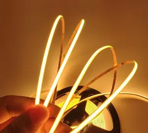 DC12V Warm White COB LED Strip Lights, 4mm Width 480LEDs/M Uniform Glow, Bendable Cuttable Tape Rope for Camping Counter Use, Led Lights