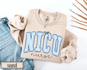 Personalized NICU T-Shirt, Sweatshirt & Hoodie – NICU Nurse Gifts, Neonatal ICU Nurse Striped, Neonatal Intensive Care Unit Rn, Nicu Rt Pullover