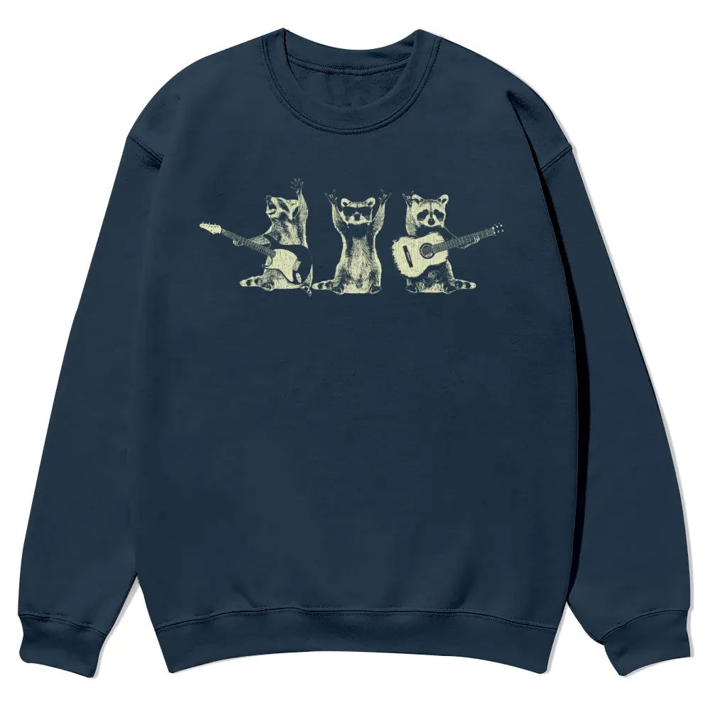 Pullover Hoodie for Men, Funny Raccoon Guitar Graphic, Casual Soft Cotton Blend Long Sleeve Sweatshirt, Father's Day Gift
