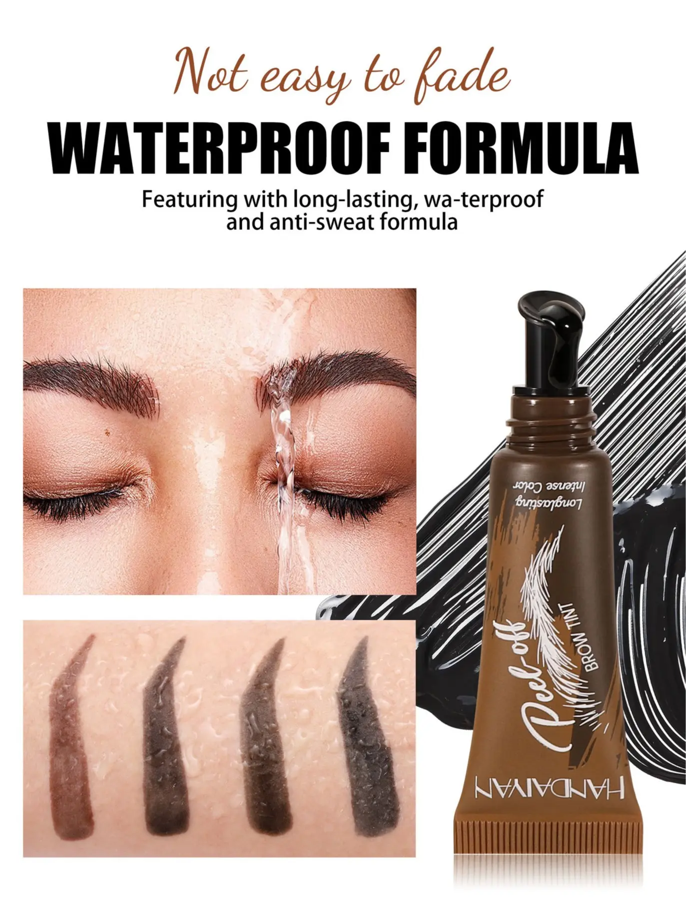 Waterproof Eyebrow Dye Paste - Daily Tinted Brow Gel with 5-Color Options, Long-Lasting Easy-Peel Formula, Defined Brows Makeup for Beauty & Personal Care