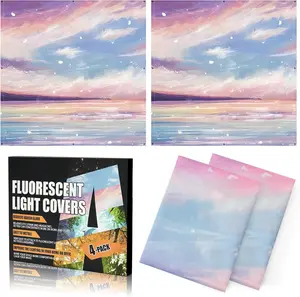 4 count Fluorescent Light Covers - 2 x 2  Covers for Ceiling Lights,  Light Filters for Classroom, Office, Hospitals,  (Sunset Glow)