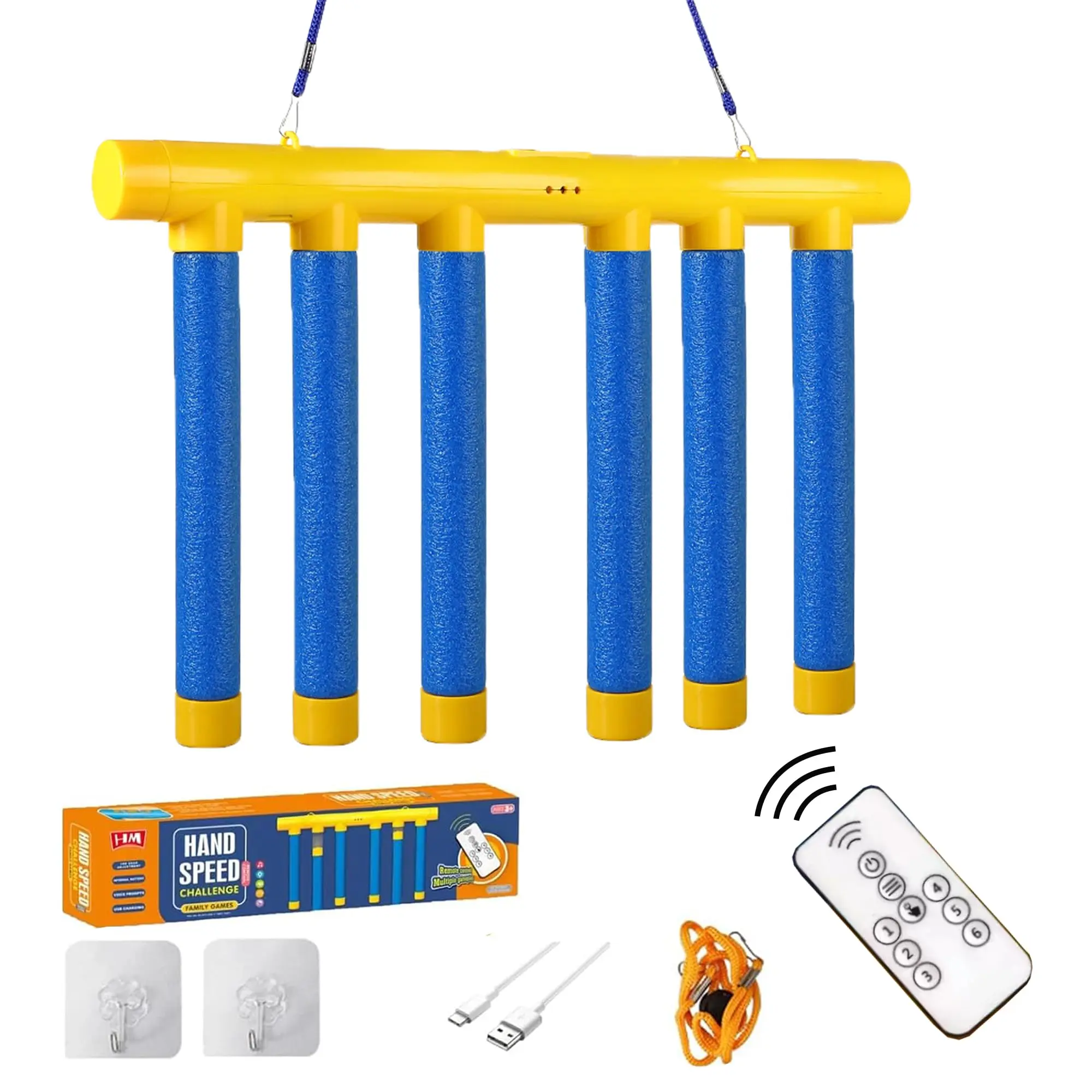 Reflex Drop Sticks Challenge Game with Soft EVA Sticks, Upgraded Remote Control, 3 Adjustable Speeds - Reflex Speed Boost, Brain Potential Development Toy, Ideal Family Gift for Christmas Party, Birthday Party Use, All Ages
