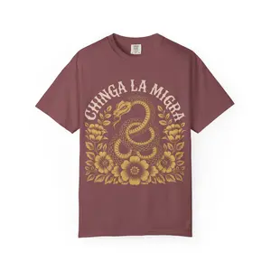 Chinga La Migra T-Shirt | Snake and Floral Graphic