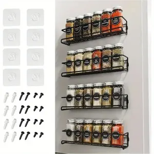 2/4pcs Spice Rack Wall Mounted,Space-Saving Spice Organizer for Spice Jars and Seasonings,Screw or Adhesive Hanging Spice Rack Organizer for Your Kitchen Cabinet,Pantry Door