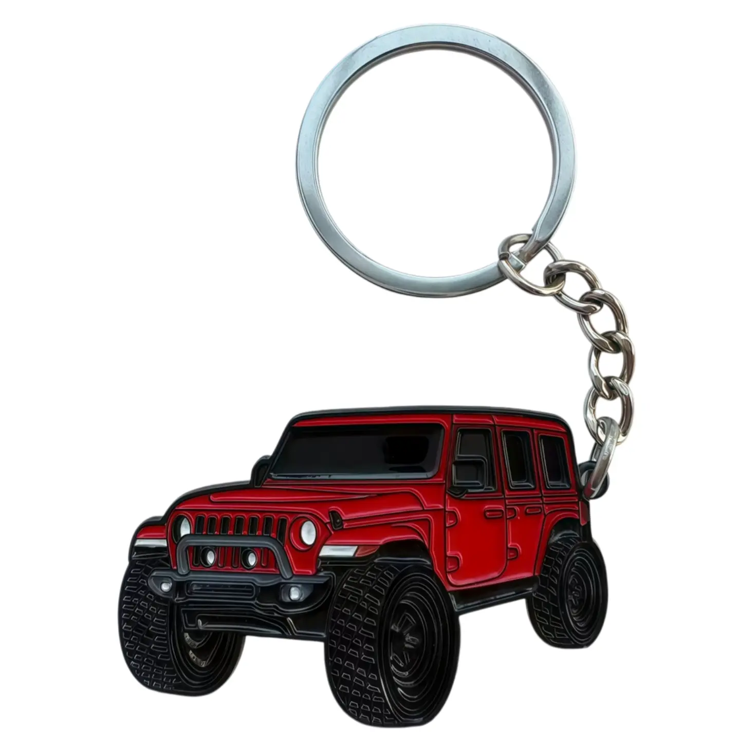 Heavy Duty Lightweight Zinc Alloy Car Key Chain - 50×70mm Smooth Bright Double Sided Hard Enamel Metal Pendant Key Ring for Wrangler Owners, Vehicles, Birthday/Anniversary Gifts, Travel Pouches, Automotive Interior Decor