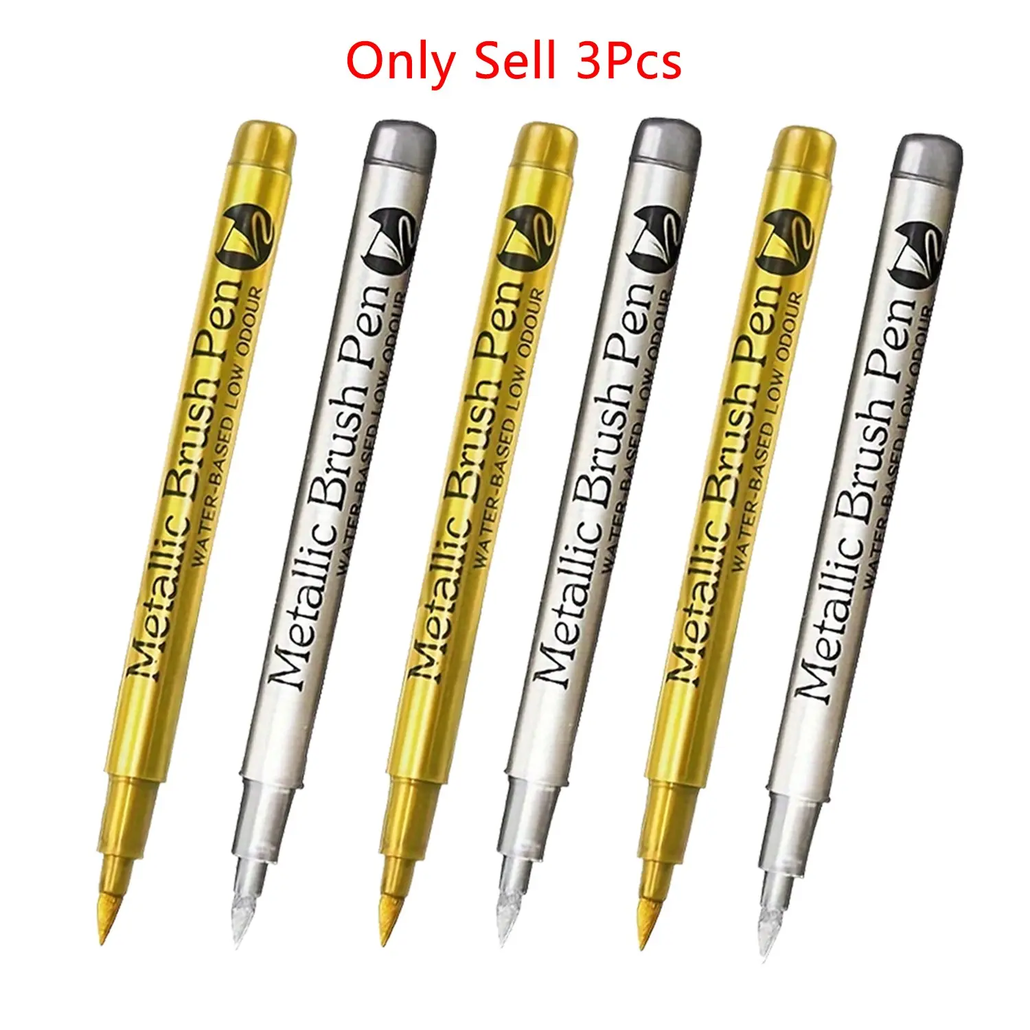 3 Pcs Metallic Permanent Marker Pens, Marker Set, Waterproof Fade-Resistant Gold and Silver Markers, Smooth Writing Drawing Craft Pens, Durable Art Supplies for Epoxy Resin, Scrapbooking, Card Making and Handmade Creation