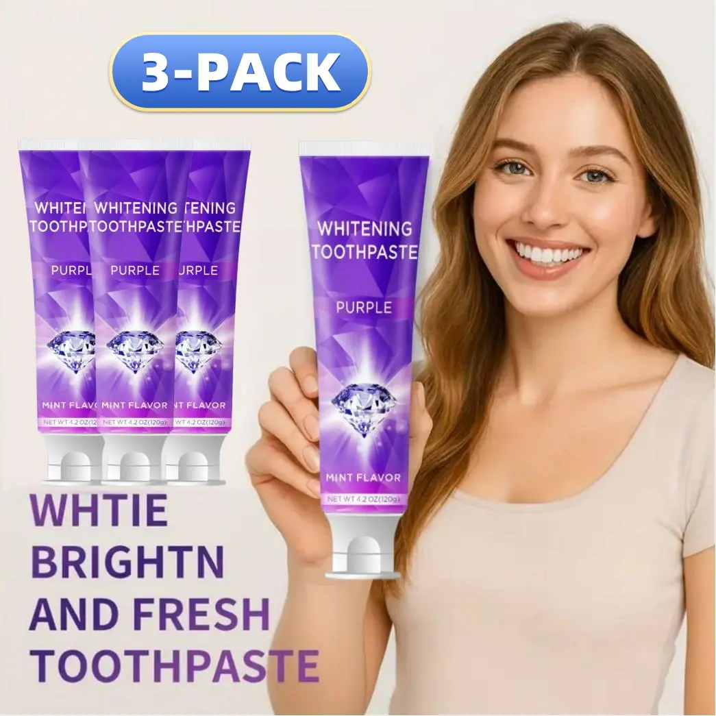 3-Pack 120g Whitening Dental Care Teeth Toothpaste, Home Cleaning Toothpaste, Xylitol Toothpaste, Mint Flavor, Deep Clean, Fresh Breath, Paraben-Free, Single Item
