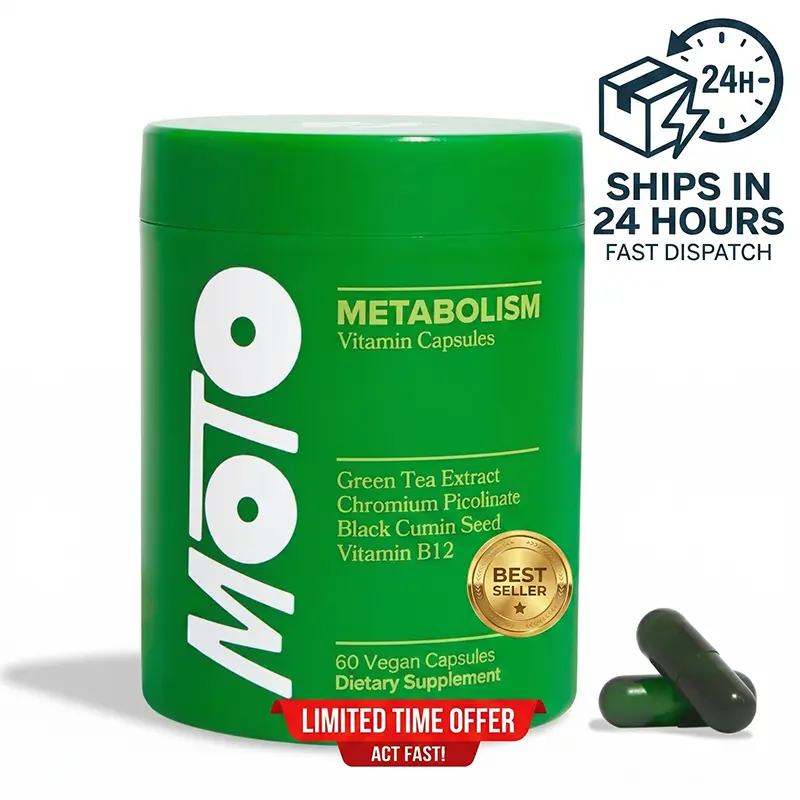 MOTO Metabolism Vitamin Capsules I 60 Vegetarian Capsules I Contains Green Tea Extract + Vitamin B12