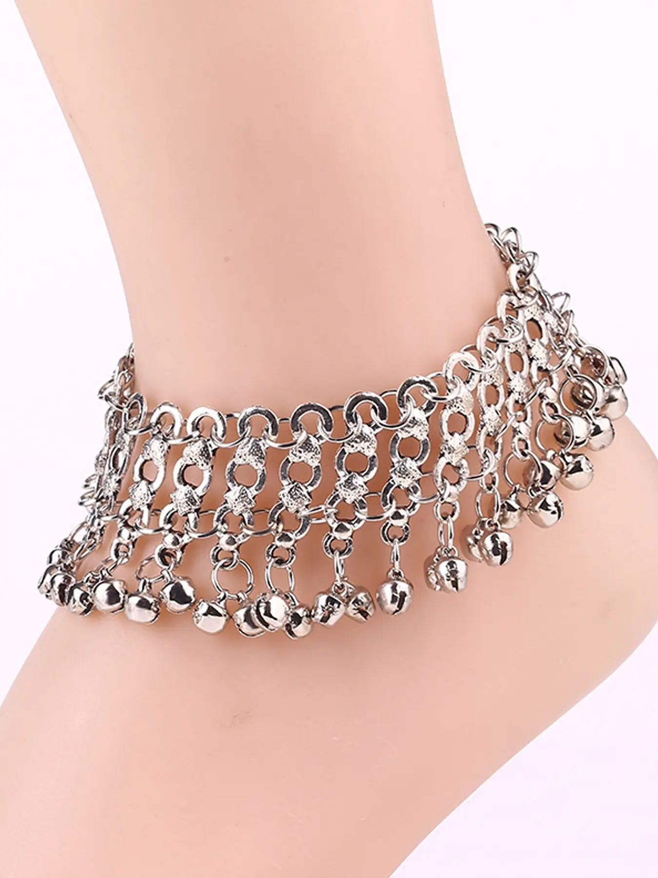 Chunky Anklet With Bell Shape Pendant Boho Vintage Style Ankle Bracelet For Women Foot Jewelry Elegant Accessory 1 Pcs