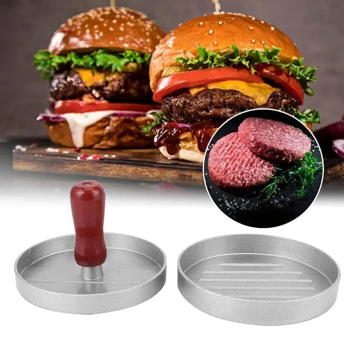 Round Grill Press, Meat Press Maker, Aluminum Alloy for Making Burgers for Restaurant