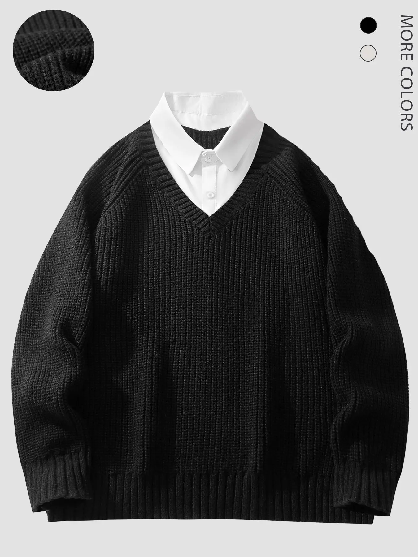 Men's Patchwork Raglan Sleeve Button Sweater, Casual Long Sleeve Collared Jumper for Fall & Winter, Men's Clothes for Daily Wear, Casual Chic Knitwear, Knitted Sweater, Knit Tops