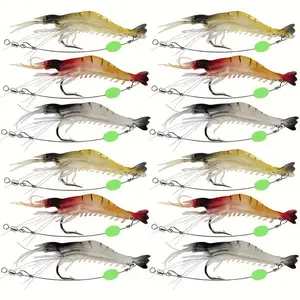 Pack Of 12 Soft Shrimp Lure Set - Silicone Fishing Baits,Durable & Effective for Freshwater and Saltwater Fishing, Perfect for Catching Fish, Pike, Bass, Walleye, and Trout, Fishing Tackle, Fishing Accessorie