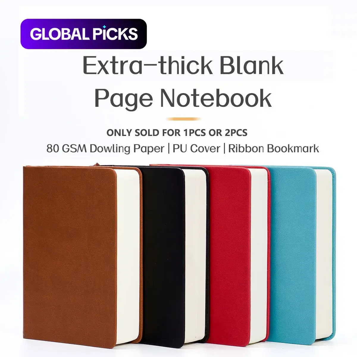660-Page Blank Paper Notebook, 1/2 Counts Solid-Color Portable Craft Art Sketchbooks, Extra-Thick Soft Leather Notebook for Painting, School & Home Use, Office Supplies #GLOBAL PICKS