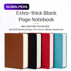 660 Pages Blank Paper Notebook, 1/2 Counts Solid Color Portable Art Sketch Book, Extra Thick Soft Leather Notebook for School Painting Home, Office Supplies #GLOBAL PICKS