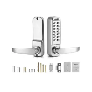fathersdaygift VEVOR Mechanical Keyless Entry Door Lock, 14 Key Mechanical Door Lock, Mechanical Keypad Door Lock with Handle, Stainless Steel Waterproof Keyless Gate Lock, for Home Office Outdoor Fence Garage Yard