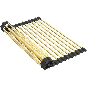 Expandable Large Draining Rack, Roll Up Heat-Resistant Dish Drainer for Stainless Steel Sinks, Collapsible Over The Sink Rack Non-Slip  Rolling Up Rack  18 Tube
