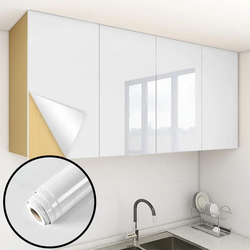 Solid Color Self-adhesive Furniture Sticker, Waterproof & Moisture-proof Kitchen Cabinet Door Sticker, Home Decor Sticker for Kitchen & Bathroom, PVC Waterproof Stickers