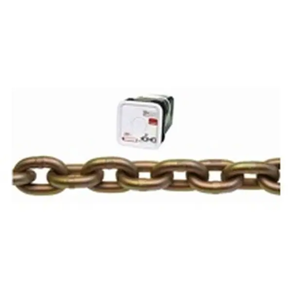 Campbell Chain 051-0526 High-Strength Carbon Steel Transport Chain - 0.31 in Size, 50 lbs Load Capacity, 9.5x9.5x13.5 in, Heat-Treated, Yellow Chromate Coating, DOT Compliant, for Logging, Towing & Load Binding (Meets DOT Regulations)