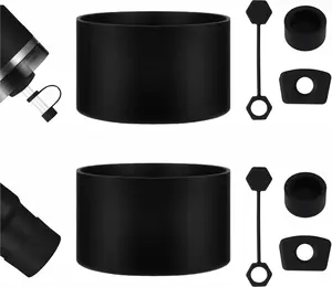 8 Pack  Boot Set for 30oz & 40oz Tumblers - 10mm (0.4in) Straw Cover Toppers for Cups |  Anti-Slip Base Protector & Spill-Proof Bottom Cover Accessory(Black)