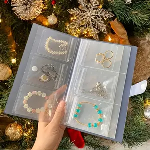 84-Slot Plastic Jewelry Storage Book, Durable Plastic Organizers, Organizer Storage Supplies, Jewelry Storage Box with 20 Clear Pockets, Antioxidant Zipper Seals, Ideal for Earrings, Rings, Necklaces, Display Organizer for Travel