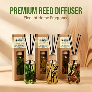 Long-Lasting Floral Scented Reed Diffuser, Fragrance Oil Diffusers, Large Capacity Rod Aroma, Natural Plant Flower Fragrance, Elegant Home Scent, Safe Fire-Free, Eco-Friendly
