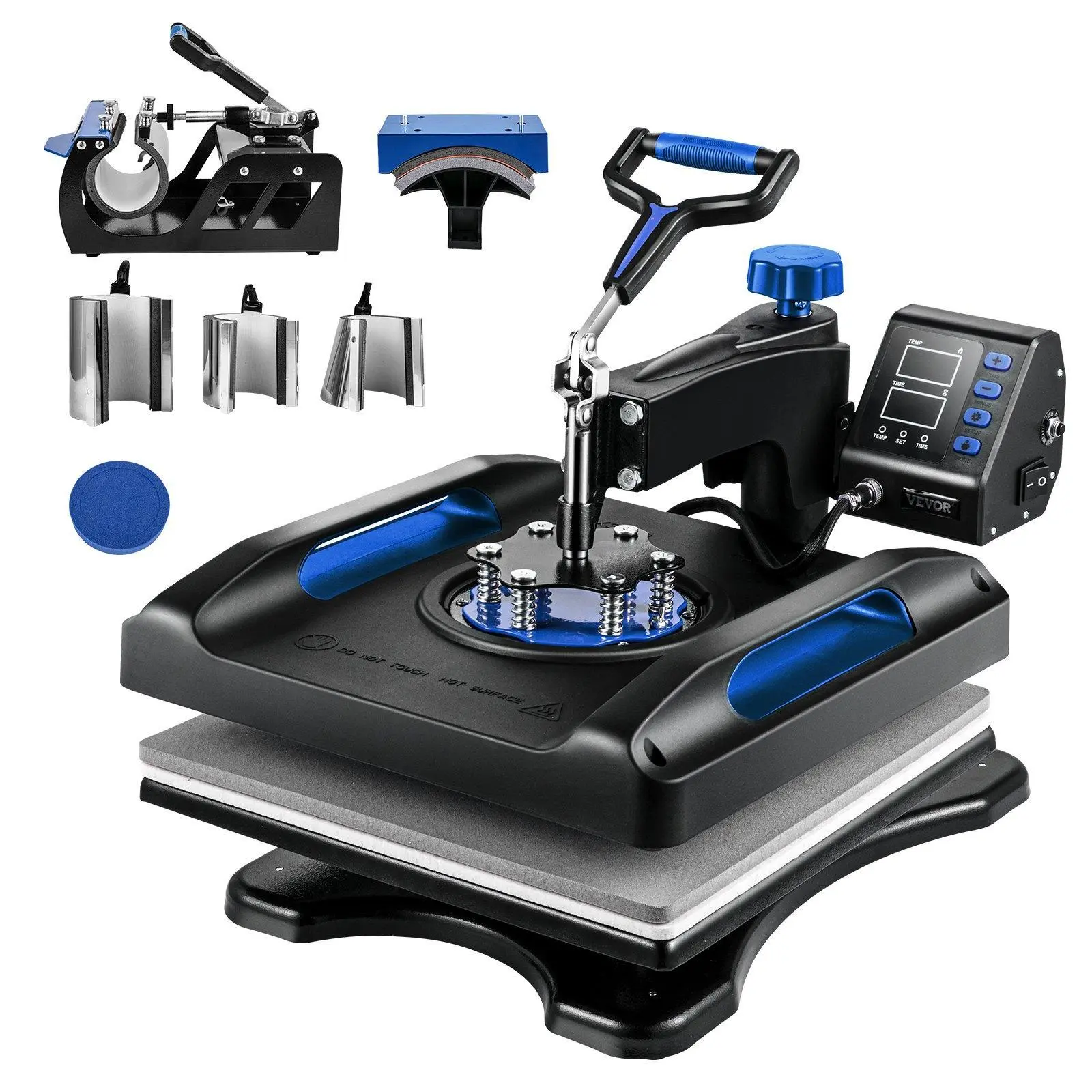 【Summerfinds】VEVOR Heat Press Machine 8 in 1 Heat Press Sublimation Machine 360° Rotation Swing Away 8 in 1 Shirt Printing Machine Dual-Tube Heating for DIY T-Shirts Cap & Mugs