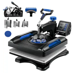 【Summervibes】VEVOR Heat Press Machine 15 x 15 Inch 8 in 1 Heat Press 800W Sublimation Machine 360° Rotation Swing Away 8 in 1 Shirt Printing Machine Dual-Tube Heating for DIY T-Shirts Cap & Mugs