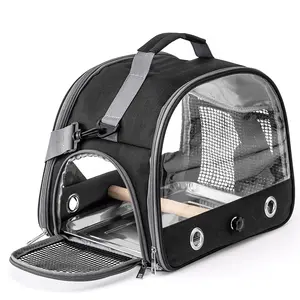 Portable Bird Travel Carrier Cage, Breathable & Foldable Bird Carrier Cage with Wooden Perch Mount & Absorbent Pad, Pet Supplies for Small Animals