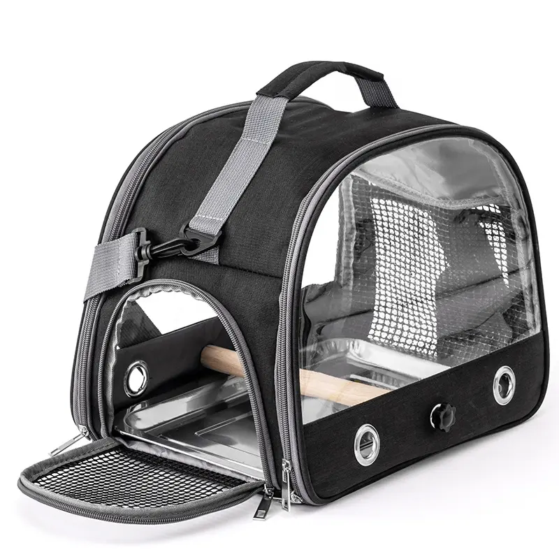 Portable Bird Travel Carrier Cage, Breathable & Foldable Bird Carrier Enclosure with Wooden Perch Mount & Absorbent Pad, Pet Supplies for Small Animals