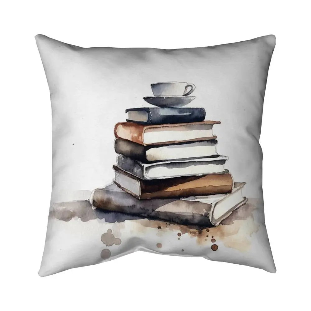 Begin Home Decor 5541-1616-AB119 16 x 16 in. Blue Minimalist Food Pillow - Caffeinated Books Home Decor
