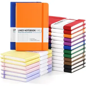 20 Pack Hardcover Leather Journal Notebooks, A5 College Ruled, 200 Pages/100 Sheets, 5.8 x 8.4 inch, 10 Colors, Bulk for Business/Office/Work