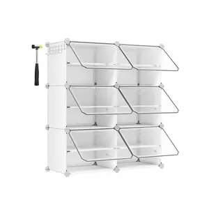 SONGMICS 6-Cube Shoe Rack with Doors Organiser Plastic