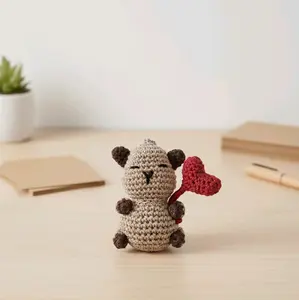 Cotton Crocheted Capybara Keychain - Cute, Soft Comfortable Charm Accessory, Valentine’s Day Gift for Capybara Enthusiasts
