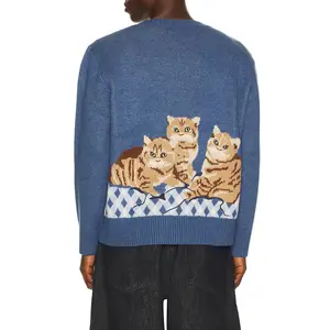 House of Sunny The Ginger Cat Sweater in Mid Blue