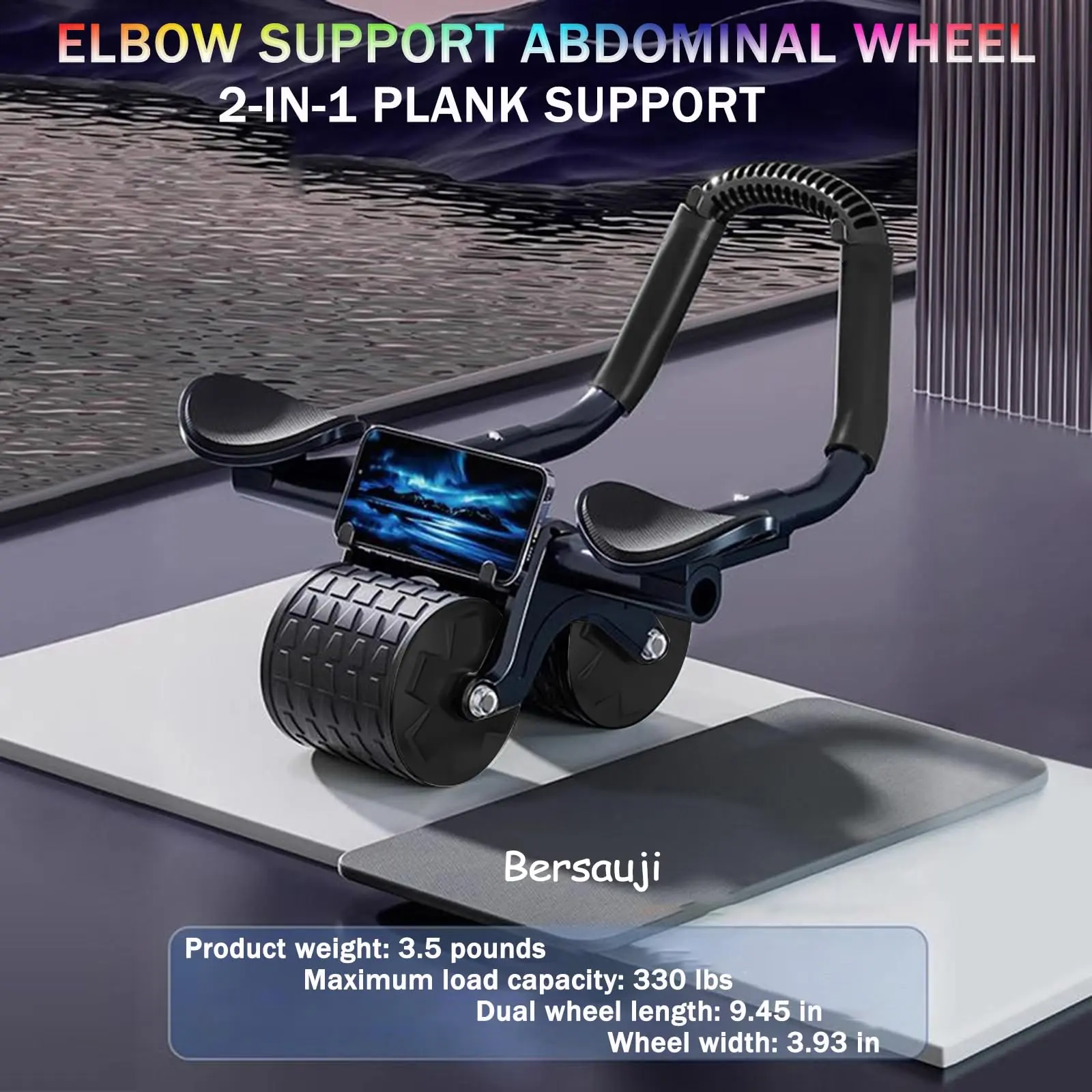 EcoVoy Fit Automatic Rebound Ab Roller Wheel - Abdominal Training Equipment, Secure Handle Grip, Timer, for Home Gym Kit, Includes 1 Unit, Supports Total Body & Core Muscle Workouts, Includes One Unit