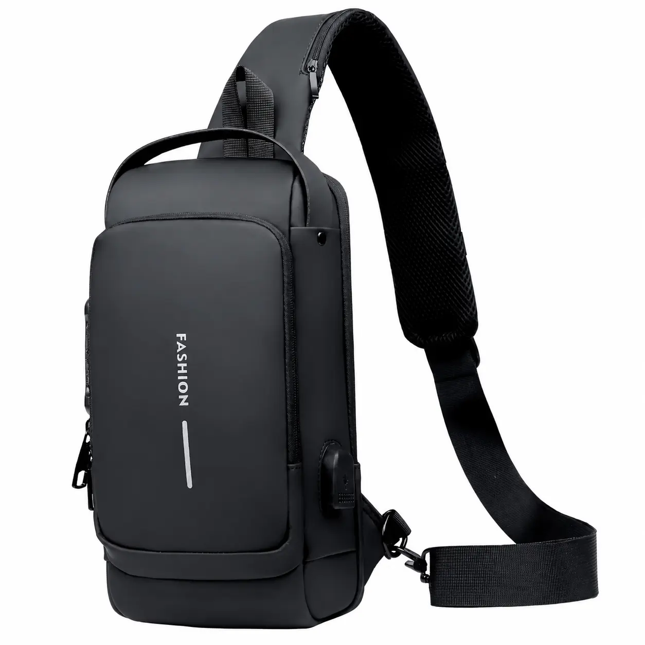 Men’s Waterproof Anti Theft Crossbody Shoulder Bag with USB Port