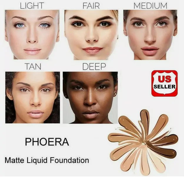 PHOERA Foundation Makeup Full Coverage Fast Base Brighten long-lasting Shade US Concealer Cosmetic