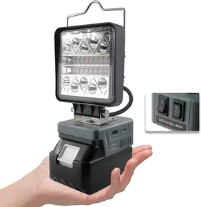 JJXN Battery Lamp for Makita 18 V, 16 W 1800 LM with 6 Modes Brightness LED Work Light, LED Spotlight Portable Floodlights Construction Site Lamp, Battery Headlight with Type C and USB Charging [Energy Class A+++]