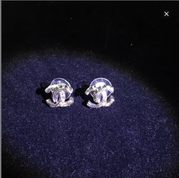Pre-owned Chanel Double C Stud Earrings with Diamonds（SZS 03919）