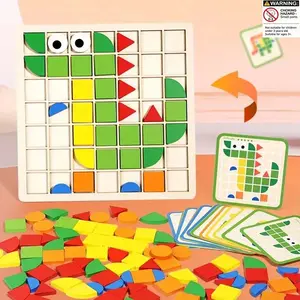 Wooden 3D Geometric Puzzle, 1 Set Colorful Animal Pattern Puzzle Game Toys, Educational Jigsaw Toy for Kids, Hand-Eye Coordination Training Toy, Animal Shape Puzzle, Wooden Puzzle, Building Block Puzzle