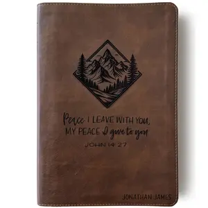 Personalized NLT Large Print Bible - Brown - Peace I Leave With You - Hand Lettered and Engraved