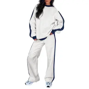 Women's 2 Piece Outfit  Sweatsuit Casual Lounge Matching Sets Crewneck Loose Fit Cozy Sweatshirt & Straight Leg Sweatpants Womenswear  Long Sleeve Beige