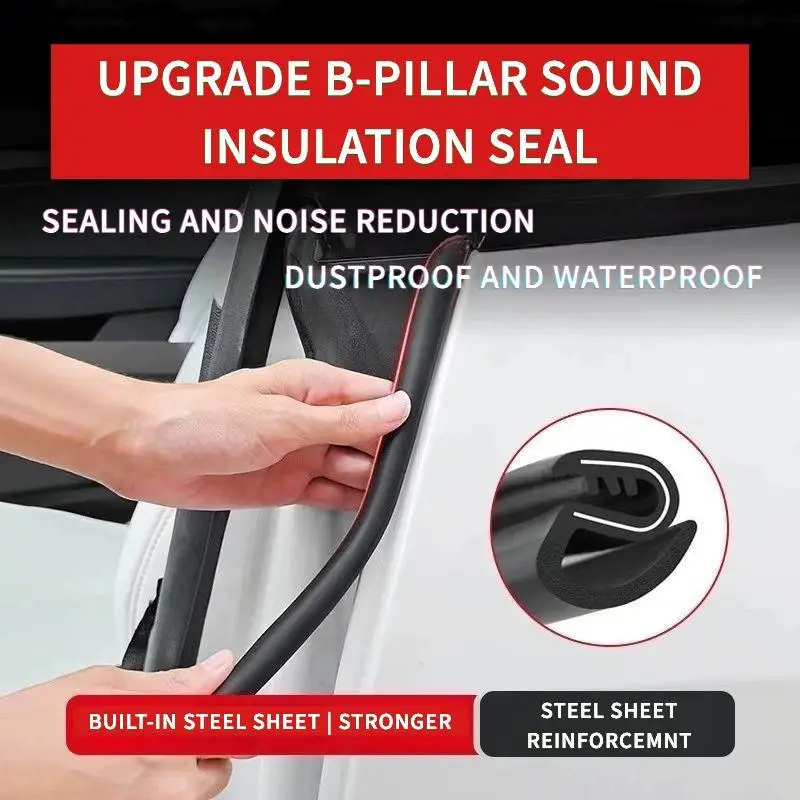 (2PCS)Car Door Edge Seal Strip Rubber B-Pillar Weatherstrip Waterproof Soundproof Auto Sealant Strip Fits For All Vehicles
