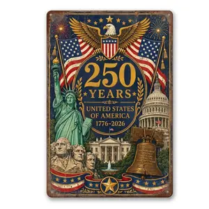 Celebrate America's 250th Anniversary!8×12inch, Rare 1776-2026 Vintage Metal Sign. Perfect Patriotic Wall Decor for your Living Room, Man Cave, or Home Office. High-quality aesthetic tin plaque featuring Liberty Bell & Bald Eagle.