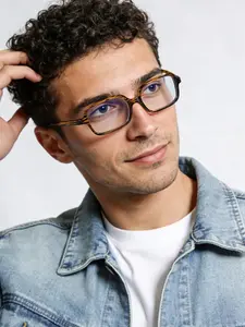 Men's Rectangular Frame Glasses, Lightweight Plain Design, Anti-Blue Light Protection, Ideal for Reading & Commuting, Trending Eyeglasses