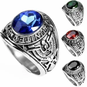 Vintage Eagle Ring, Multicolor Gemstone Statement Ring, Bohemian Animal Jewelry for Women Men, Gift for Bird Lovers, Stackable Silver Ring