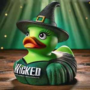 1 Piece Evil Cute Witch Duck Figurine - Green Rubber Duck with Sparkly Outfit and Witch Hat, Perfect for Halloween & Christmas Decor, Home, Office, or Bedroom Desktop Resin Craft Gift. Family Decoration, Cartoon Witch Design, Detailed Accents Add Fun to C