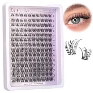 140pcs Natural Fluffy Lash Clusters Wispy Lash 8-16mm Natural Look Soft Thin Band Lashes Reusable Beginner Friendly Eyelash Extension for Festival